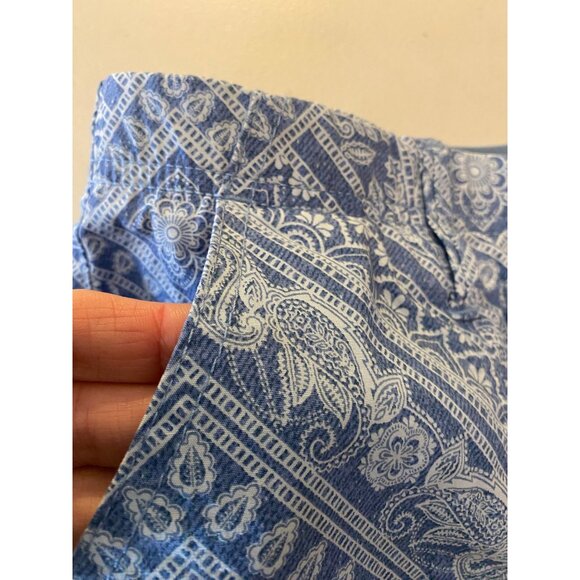 2 Pairs of Chicos Cropped Pants Size 1 Blue Patterned Navy Stretch Cotton Blend - Picture 6 of 16